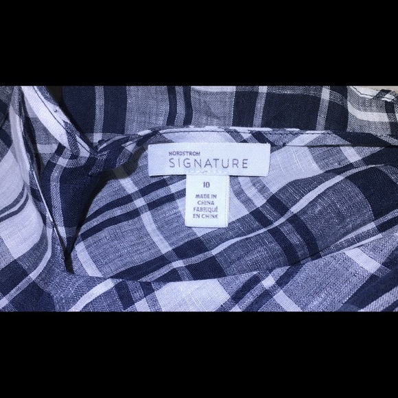 Nordstrom Signature Wrap Dress Navy White Plaid - Picture 7 of 8